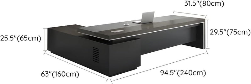 Contemporary L Shape Executive Desk for Business Hub, L Shaped Manufactured Wood Office Desk Reception Desk, Working Table Computer Desk for Home Office - 94.5" L X 63" W X 29.5" H