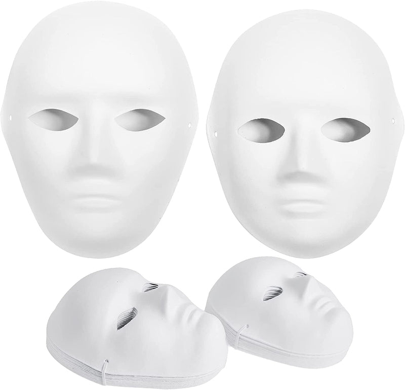 CALPALMY 14 Pack Paper Mache Masks - 2 Sizes for Artistic Projects, Theater, Halloween, Masquerade Parties, Classroom Art