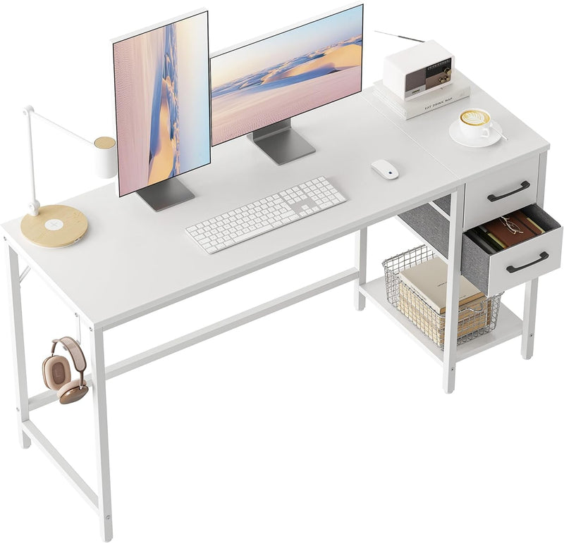 Cubiker Computer Home Office Desk with Drawers, 40 Inch Small Desk Study Writing Table, Modern Simple PC Desk, Rustic Brown