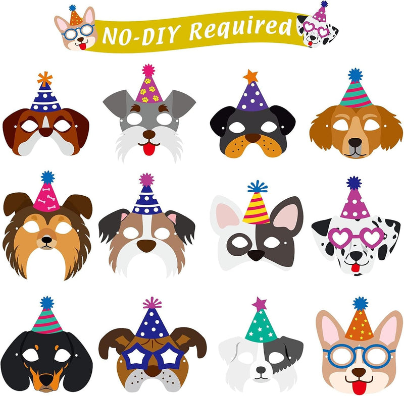 12 Pieces Dog Birthday Masks Funny Masks Dog Themed Paper Masks Dog Masks Birthday Garland Dog Theme Party Decoration Cardstock Baby Shower Dog Birthday Banner for Dog Puppy Birthday Party Favors