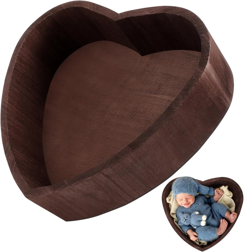 1Pc Heart Shaped Photography Props Baby Newborn Photoshoot Props Kid Photo Infant Baby Basket Kids Studio Posing Prop Baby Clothes Newborn Simple Wood