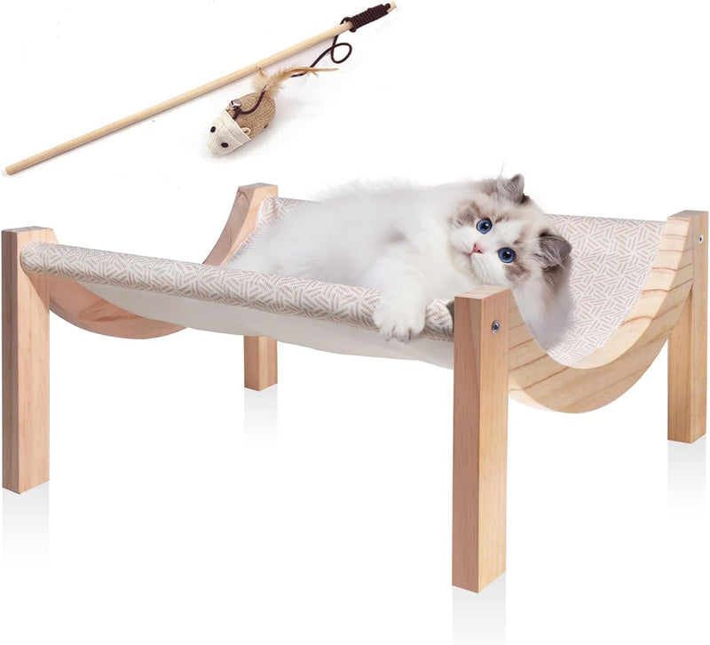 Cat and Dog Bed - Large Wooden Cat Hammock for Indoor and Outdoor: Elevated Pet Furniture Suitable for Small Animals