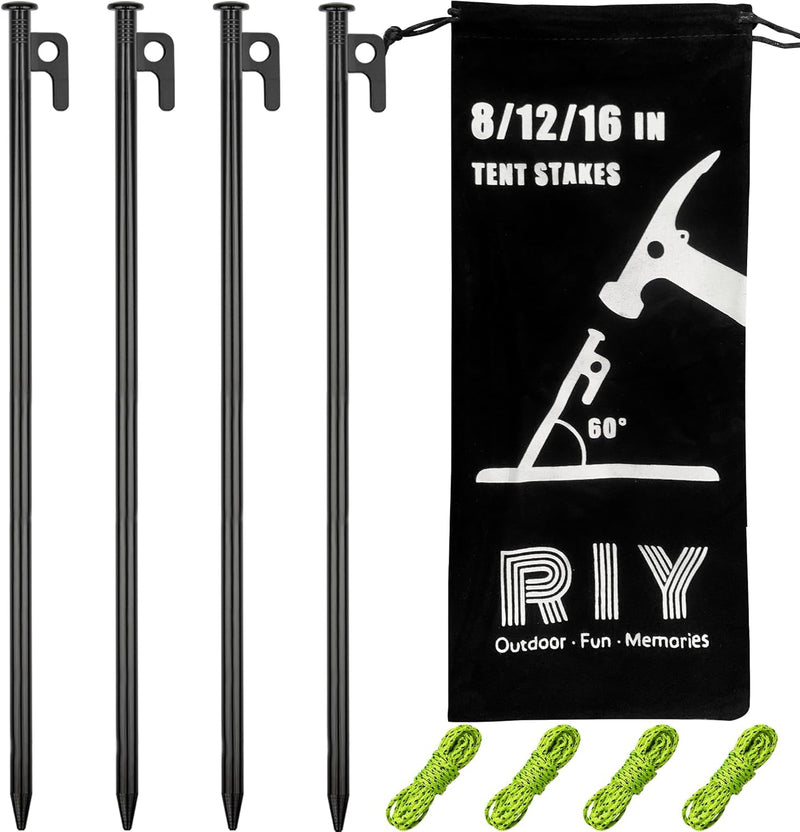 8 Pack Tent Stakes Heavy Duty Metal Tent Pegs for Camping Steel Tent Stakes 8 Inch Unbreakable and Inflexible