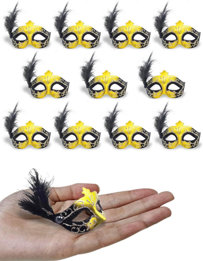 12PCS Mini Masks Party Decoration for Halloween Mardi Gras Birthday Party Cupcake Topper Novelty Gifts