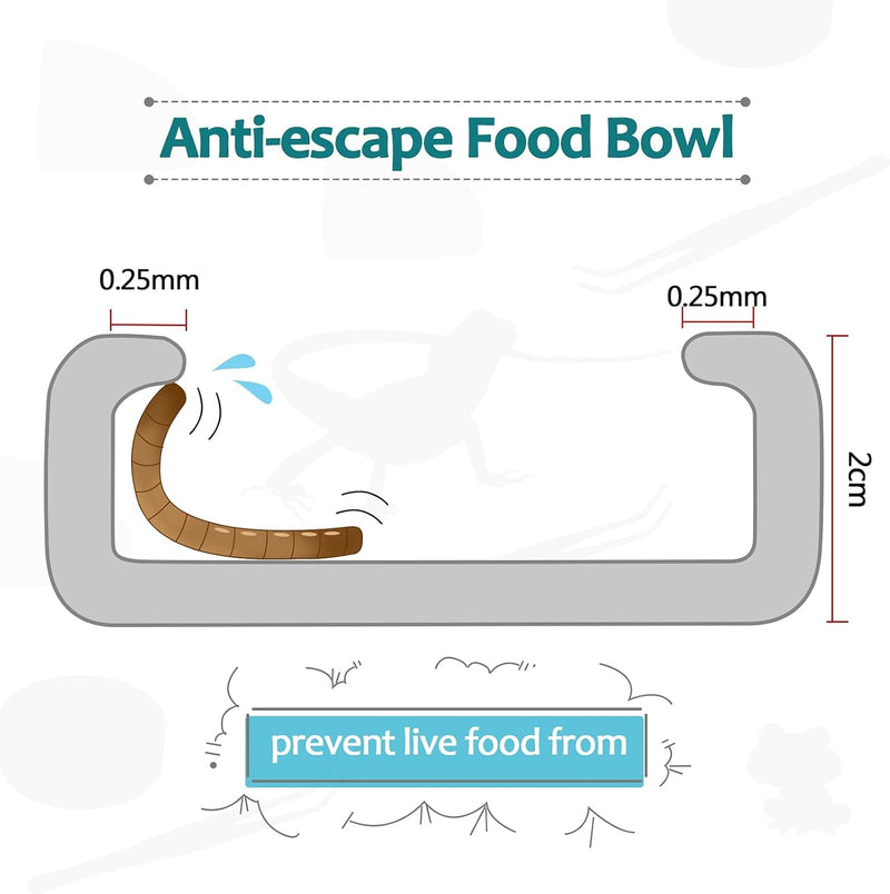 Boao 4 Pcs Reptile Food Water Bowl Set, 2 round Reptile Food Dish 1 Corner Water Dish and 1 Feeding Tongs for Bearded Dragon Leopard Gecko Hermit Crab Chameleon Lizard Tortoise Spider Pet