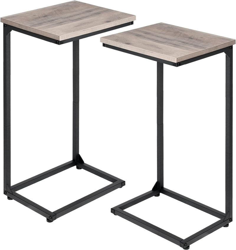 AMHANCIBLE TV Tray, Couch Table, C Table Set of 2, Side Table for Small Space, Bedside Tables for Living Room, Bedroom, Metal Frame HET02BBR