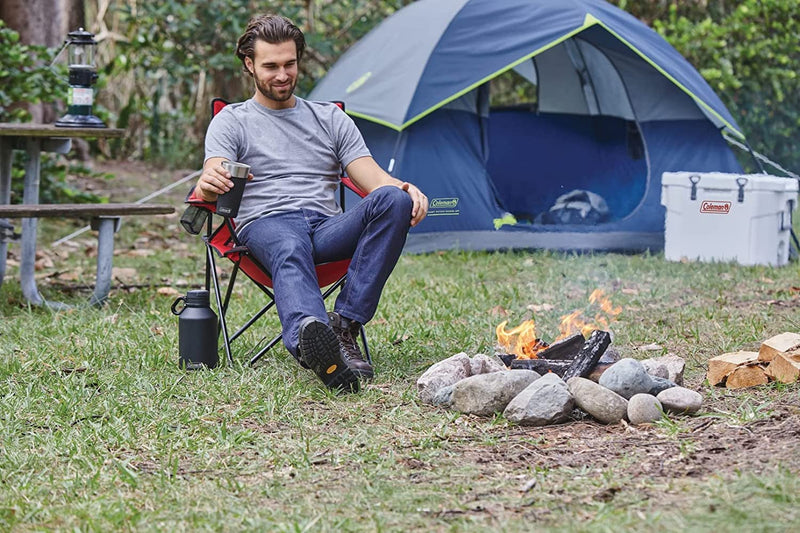 Coleman Broadband Mesh Quad Camping Chair, Cooling Mesh Back with Cup Holder, Adjustable Arm Heights, & Carry Bag; Supports up to 250Lbs