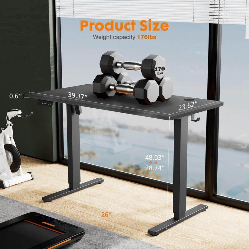 Electric Height Adjustable Standing Desk 40X24 Inches Sit Stand Desk Home Office Desk,Work from Home Desk,Rising Desks for Home Office,Black