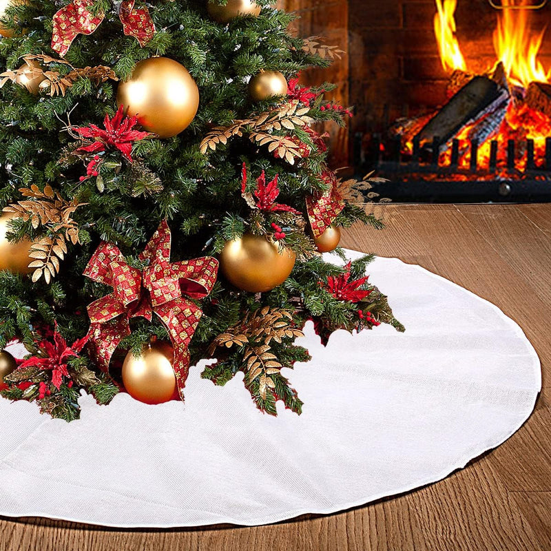 Black Christmas Tree Skirt 30 Inches Small Double Layers Soft Burlap Tree Skirt for Christmas Halloween Holiday Home Decorations