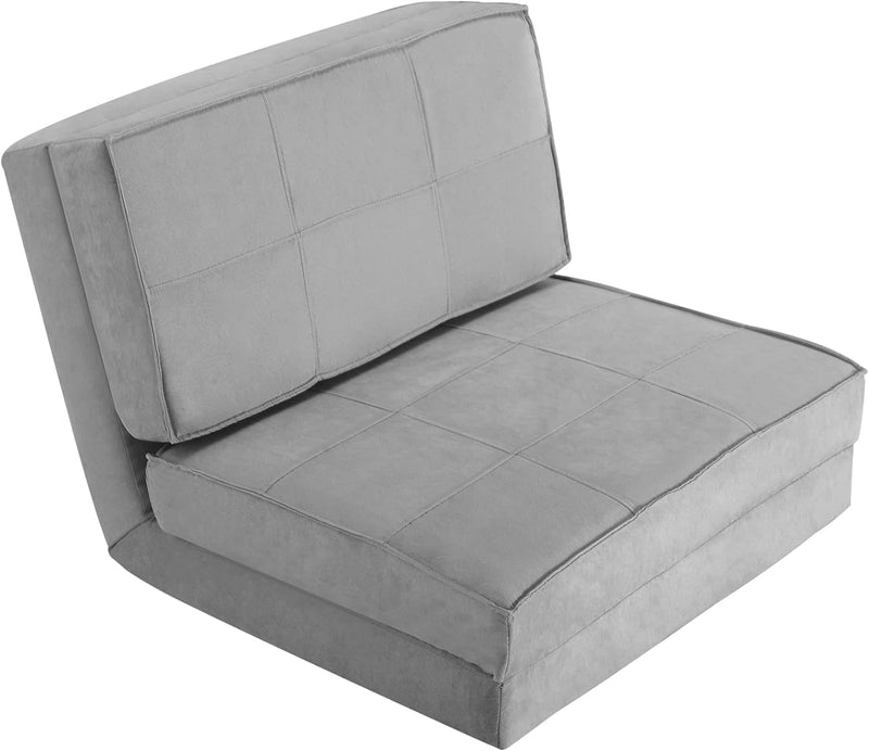 Fauteuil convertible COSTWAY, canapé-lit triple réglable en 5 positions, cadre en acier, tissu en daim doux, lit de jeu rembourré pour dortoir, salon, chambre à coucher, chambre d'amis (gris)