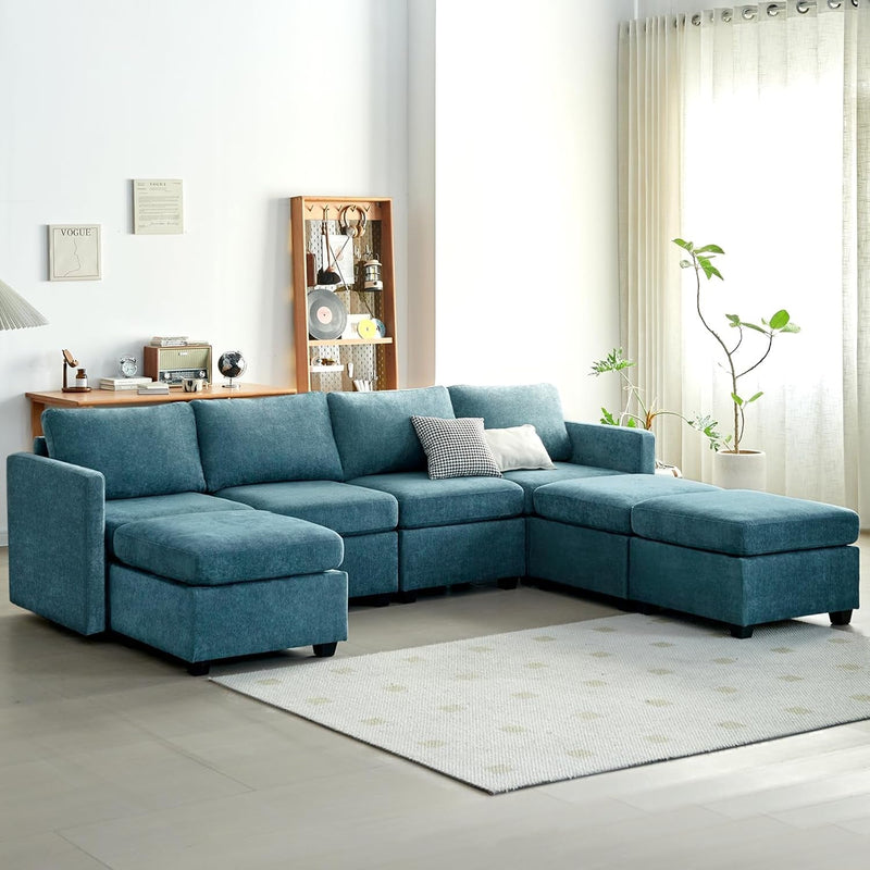 Cpintltr Storage Couch,Modular Sectional Seat Futon Sofa,L-Shaped Couch Linen Fabric with Reversible Chaise Sofa Bed with Ottomans,Seats Furniture for Living Room Apartment Office