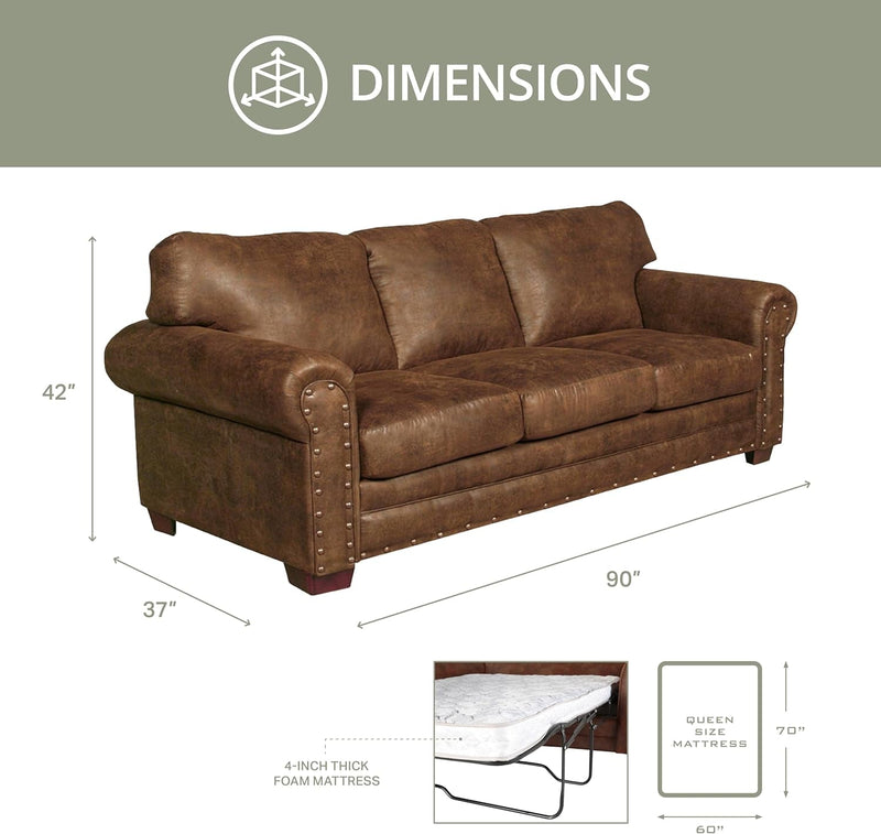 American Furniture Classics Model Buckskin Sofa Sleeper, Pinto Brown