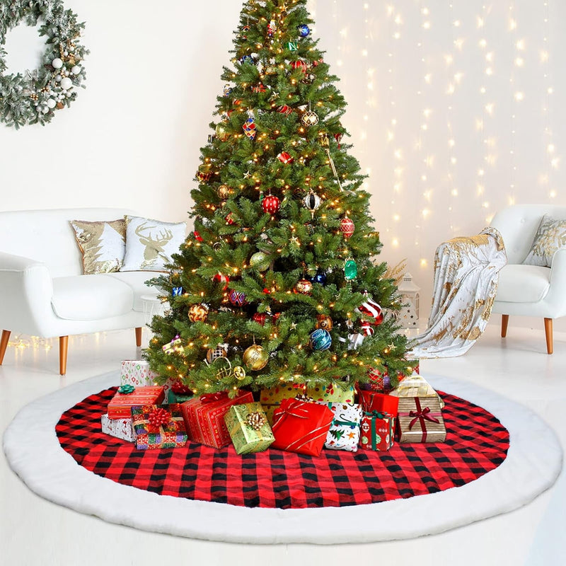 Christmas Tree Skirt, 72 Inch Plush Xmas Tree Skirts for Christmas, Holiday Party Decorations Decoraciones De Navidad - Cloud