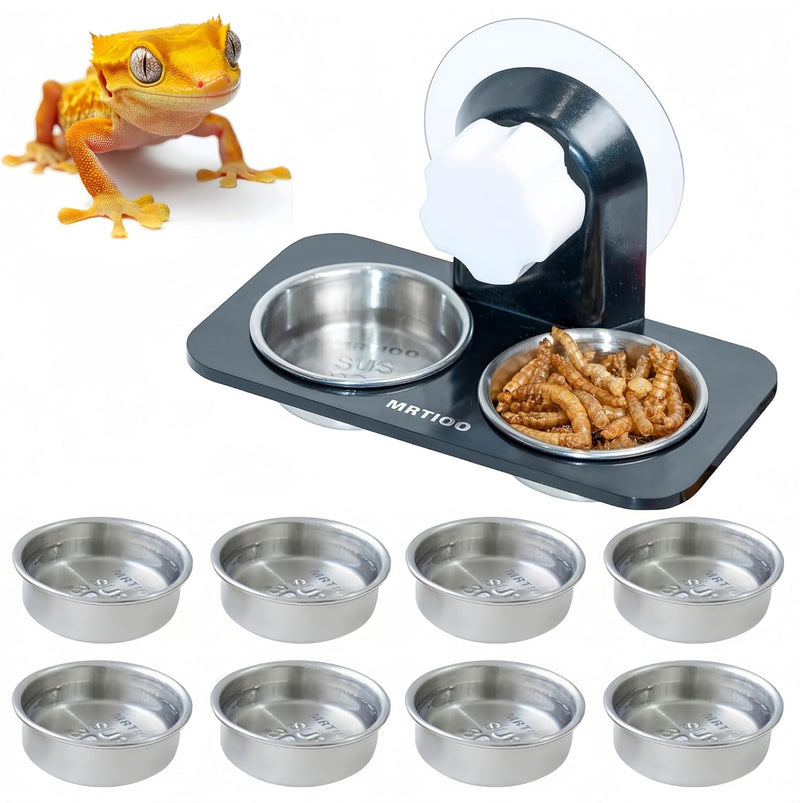 Crested Gecko Feeding Ledge [Non-Suction Cup], with 30 Pcs 0.5Oz Food Cups, Reptile Food Bowls and Water Dish for Lizard or Other Small Pet Amphibian Feeder Ledge Accessories Supplies