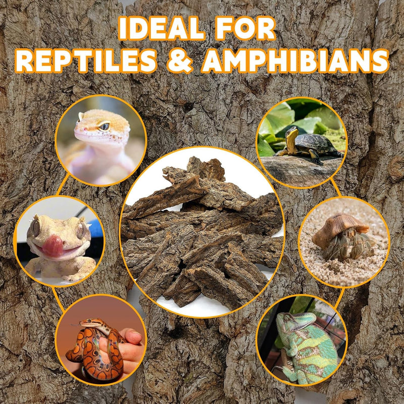 BNOSDM Reptile Terrarium Bark Substrate Bedding Tortoise Natural Cork Bark Reptile Climbing Mat Habitat Decor for Lizard Snake Spiders Hermit Crabs Tarantula Geckos Bearded Dragons (0.7 LB)