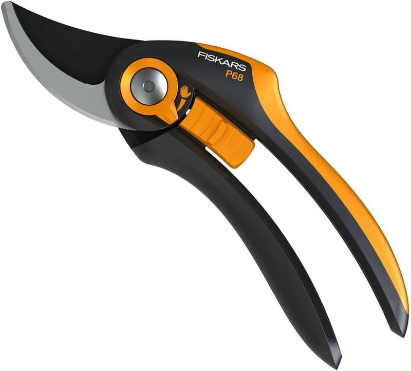 Fiskars Smartfit Pruner Bypass P68, Cutting Diameter Adjustable up to 5/8" Cut, Steel Blades with Non-Stick Coating/Fiberglass Reinforced Plastic Handles, Length:8 Inches, Black/Orange, 391171-4001