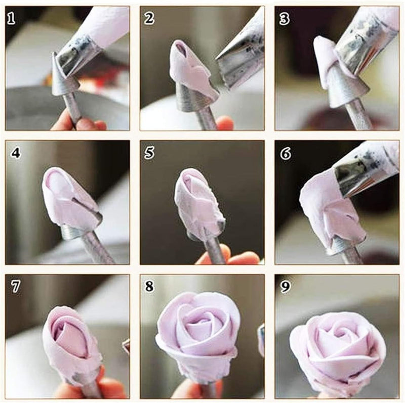 Cake Flower Nail Lifters Set - Stainless-Steel Baking Tools,6 Pcs,Icing Flowers Decoration