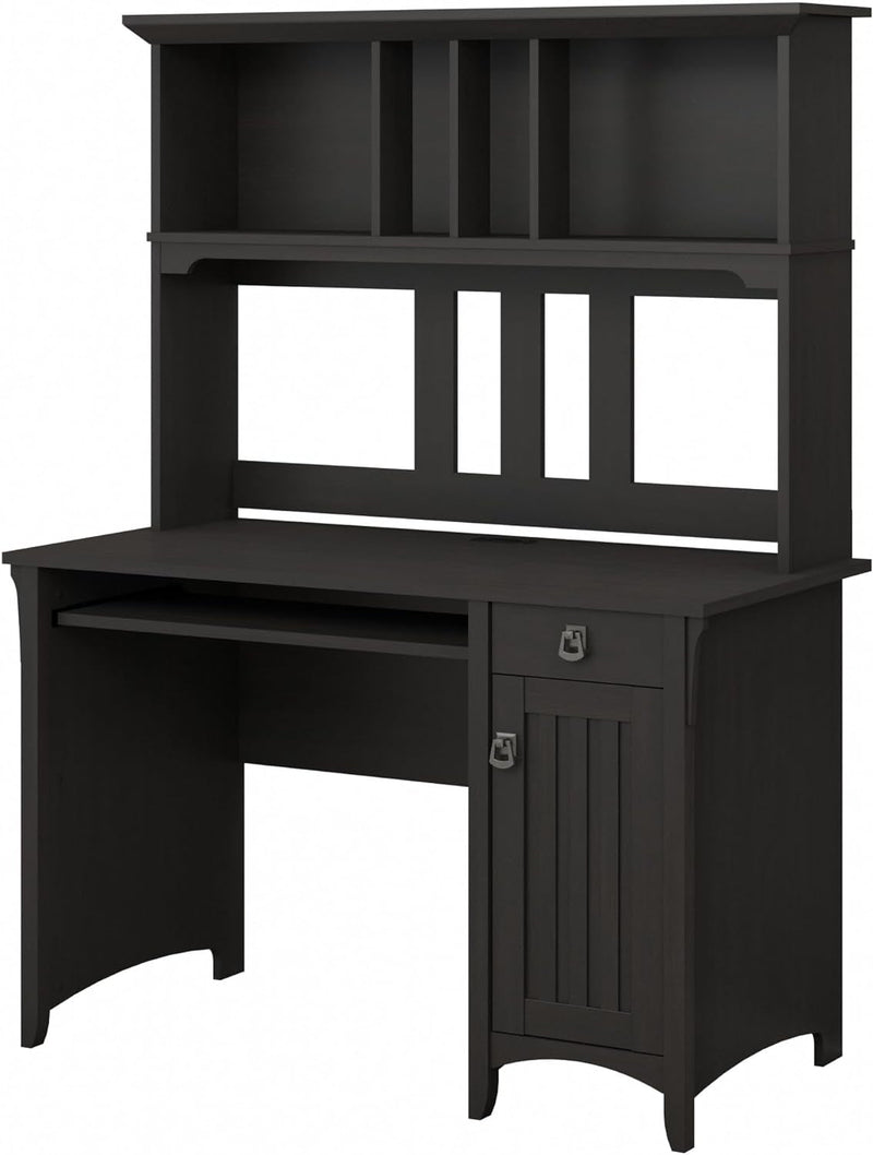 Bush Furniture Salinas Computer Desk with Hutch | Study Table with Drawers, Cabinets & Pullout Keyboard/Laptop Tray | Modern Home Office Desk in Cape Cod Gray | Work Desk with Storage