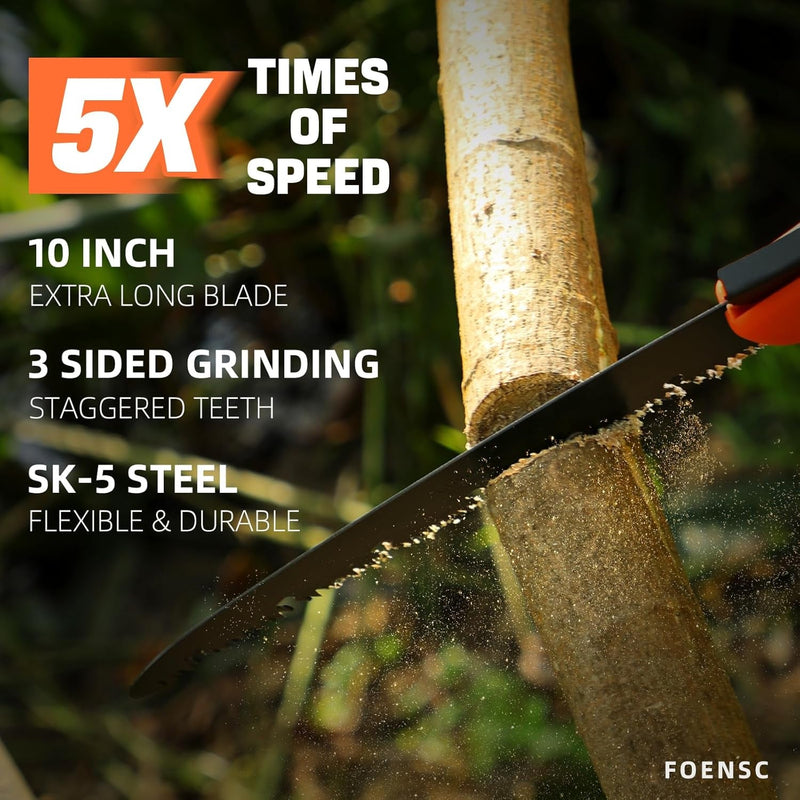 10 Inch Folding Saw, Improved Hand Saw, Heavy Duty Pruning Saw, Quality SK-5 Steel Tree Saw, Foldable Wood Saw for Tree Trimming, Wood Cutting, Camping, Gardening Work