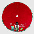 Christmas Tree Skirt, 32 Inch Red Velvet Tree Skirt with Embroidered Snowflakes Sequins White Trim Border, Holiday Party Tree Decoration