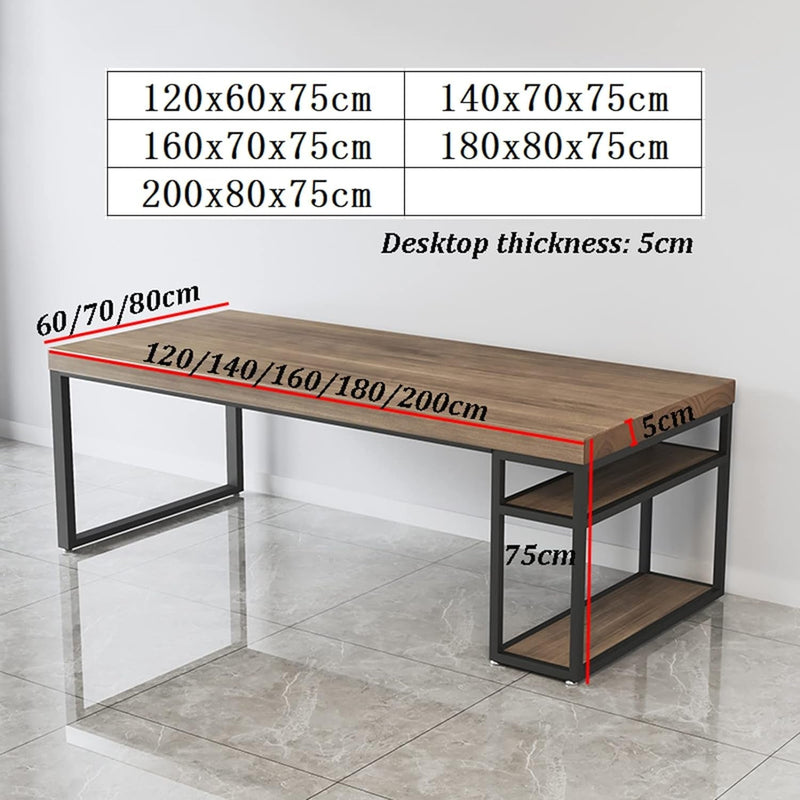 Computer Desk Solid Wood Table Office Computer Table Desktop Thickness 5Cm, Multifunctional Writing Desk Gaming Table, Easy to Assemble (Size : 160X70X75Cm)