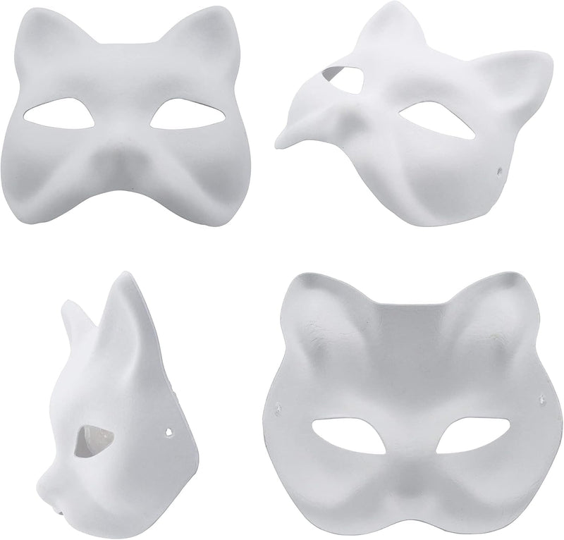 Fox Mask DIY Paintable Cosplay Accessories Mask for Party Masquerade Costume Halloween, Pack of 5