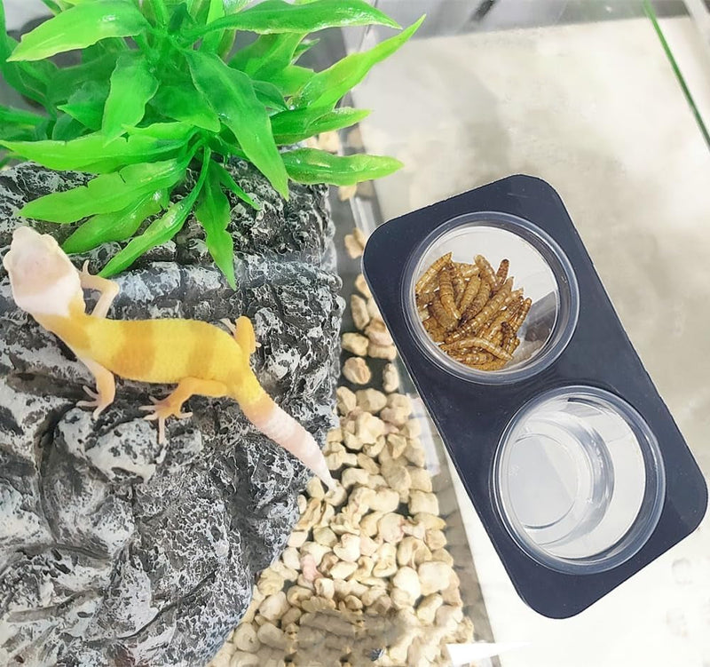 Crested Gecko Feeding Ledge [Non-Suction Cup], with 30 Pcs 0.5Oz Food Cups, Reptile Food Bowls and Water Dish for Lizard or Other Small Pet Amphibian Feeder Ledge Accessories Supplies