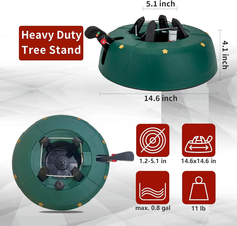 Christmas Tree Stand with Water Reservoir, Foot Press Easy Setup, Fits up to 8Ft Real Tree with 5.1" Diameter, Equipped with Water Level Indicator, No Assembly Needed