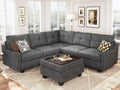 HONBAY Convertible Sectional Sofa with Storage Ottoman L Shaped Couch for Small Apartment Reversible Sectional Sofa for Living Room,Dark Grey