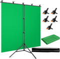 Black White Backdrop Screen with Stand Kit 5X6.5Ft for Photo Video Studio, 2-In-1 Revisible Black Backdrop White Screen with T-Shaped Photography Background Support Stand and 5 Backdrop Clamps