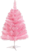 2FT Artificial Christmas Tree Pink Tabletop Christmas Tree with Plastic Stand Mini Xmas Pine Tree for Party Supplies Indoor Outdoor Holiday Home Decoration (Pink)