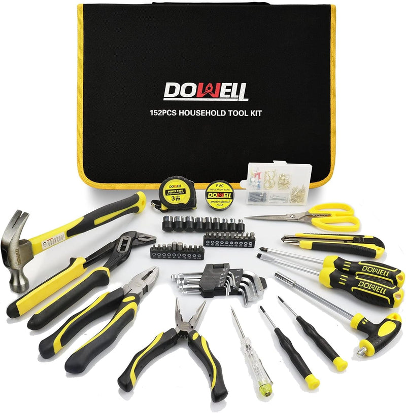 DOWELL Tool Set Tool Kit 152-Piece Household Tool Kit Set Sockets Set Pliers Screwdriver Set with Storage Tool Bag Pouch HYT152