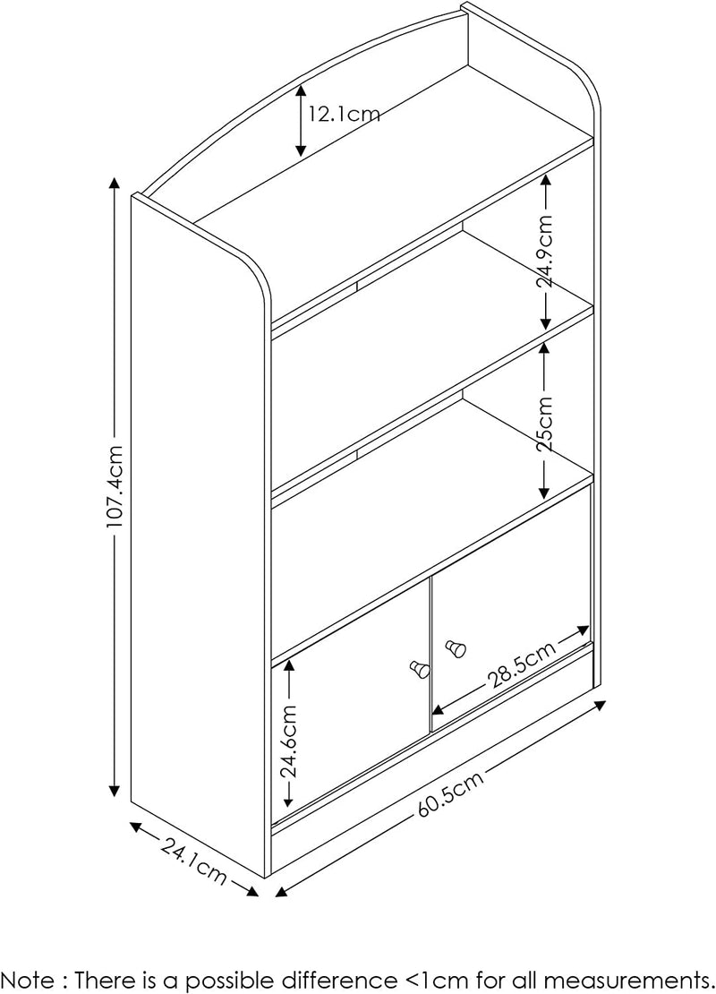 FURINNO Lova Bookshelf with Storage Cabinet, 9.49D X 23.82W X 42.28H In, Light Blue