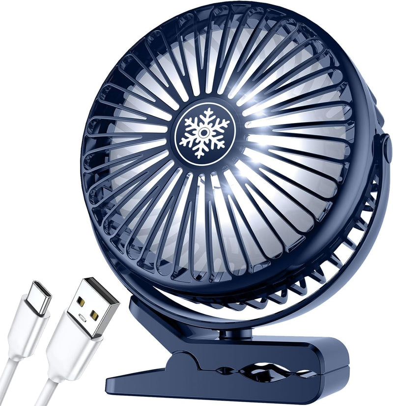 10000Mah Portable Clip on Fan Rechargeable, Battery Operated Desk Fan Clip on Fan with LED Light, 3 Modes 360° Rotation Personal USB Small Fan for Outdoor Camping Golf Cart Indoor Gym Treadmill Office