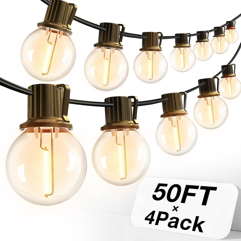 Addlon 50FT Outdoor String Lights, G40 Globe LED Patio Lights Waterproof with 27 Plastic Bulbs(2 Spare), ETL Listed Dimmable outside Hanging Lights Connectable for Backyard Porch Deck