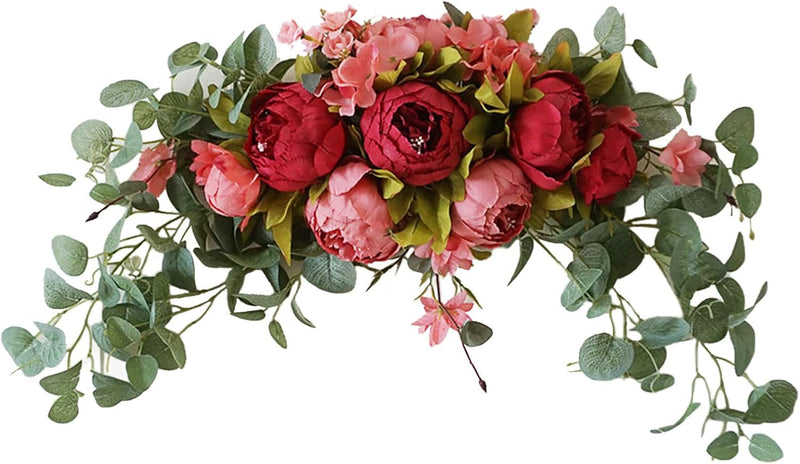 DAMEING 30 Inch Artificial Flower Swag Rose Peony Swag Arch Wreath Flowers Arrangements Wedding Table Centerpieces Door Swag for Decor