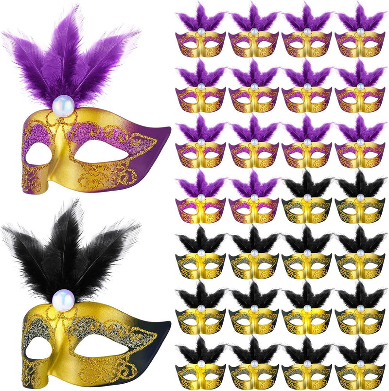 28 Pieces Mini Masks Tiny Mardi Gras Mask Small Masquerade Masks Masquerade Party Decorations Mask Cake Toppers Cupcake Topper for Masquerade Mardi Gras Carnival Cake Table Decorations, 2 Styles