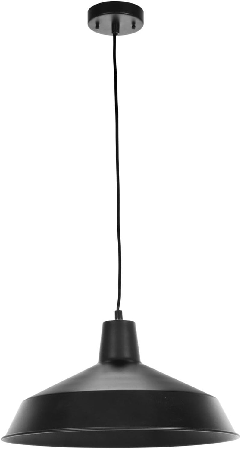 Globe Electric 65155 1-Light Industrial Warehouse Pendant, Matte Black, E26 Base Socket, Kitchen Island, Café, Decorative, Ceiling Hanging Light Fixture, Modern, Vintage, Bulb Not Included