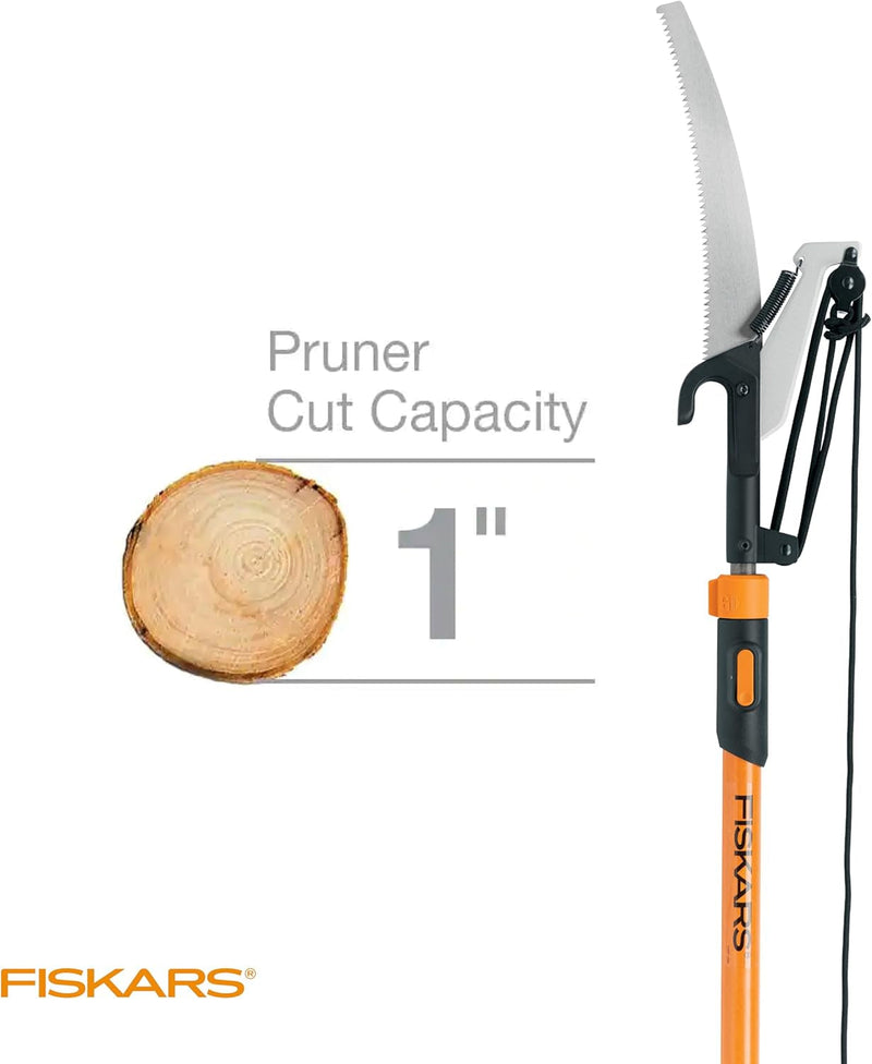 Fiskars 2-In-1 Extendable Tree Pruner and Pole Saw (Extends to 12 Feet) with 12-Inch Double-Grind Saw and Double Locking System