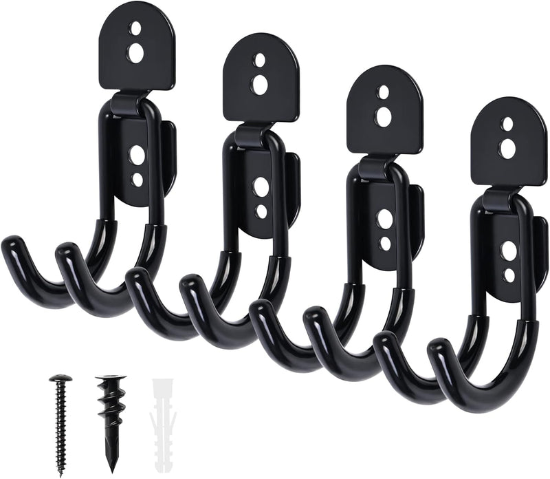 Garage Hooks Heavy Duty - 11 Inch Large Wall Mount Storage Hanger, 4 Pack Long Hook Garage Organizer for Hanging Tool, Chairs, Hoses, Ladder, Bulk Items, Ropes, Etc.