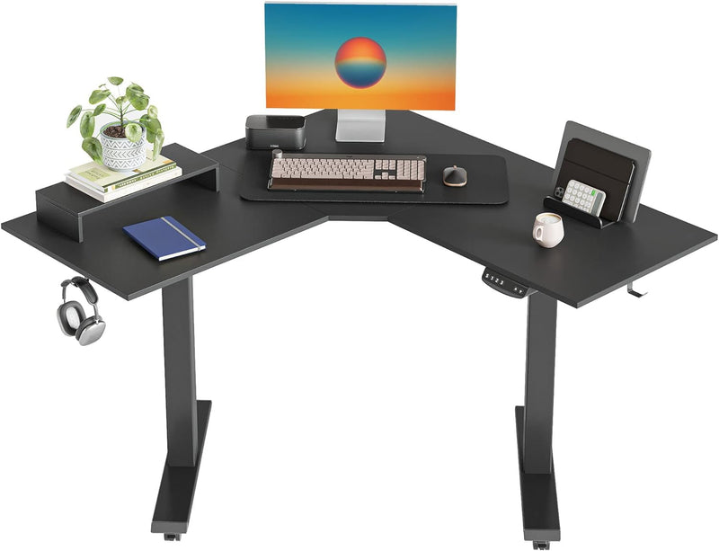 Cubicubi L Shaped Electric Standing Desk, 48" Dual Motor Corner Sit Stand Desk, Adjustable Height Home Office Desk, Black Top