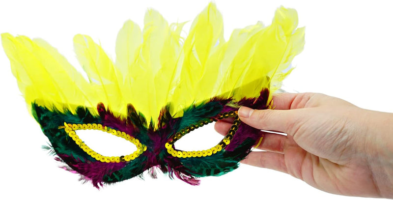 4E'S Novelty Bulk Mardi Gras Masks with Feathers for Adult Men Women, Masquerade Party Masks for Party Outfit Accessories