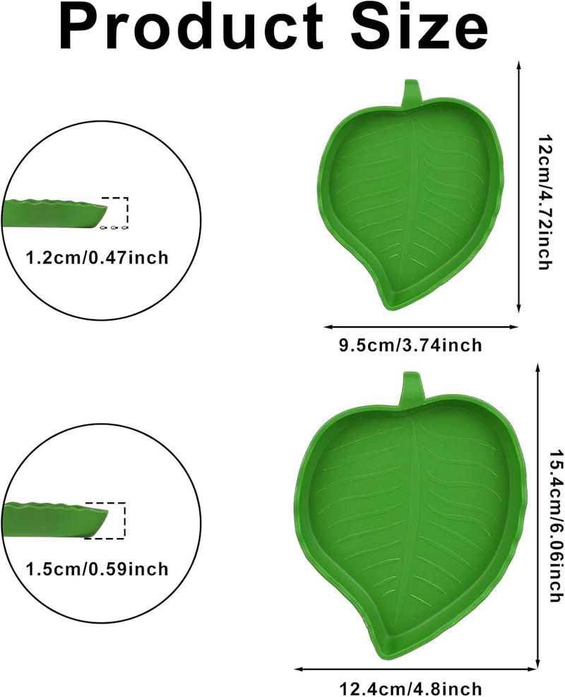 2 Pcs Turtle Water Bowl Reptile Bowls Reptile Food Dish Leaf Shape Turtle Bowl Reptile Food Water Bowl Reptile Plate Dish Drinking Bowl Flat Drinking Bowl Water Plate for Crawl Pet