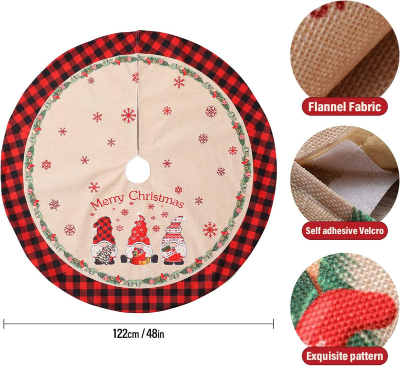 48 Inch Christmas Tree Skirt Decoration Xmas Large Tree Skirts Mat for Holiday Party Ornaments