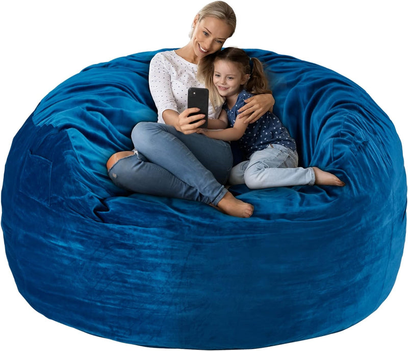 HABUTWAY Bean Bag Chair 3Ft Luxurious Velvet Ultra Soft Fur with High-Rebound Memory Foam Bean Bag Chairs for Adults Plush Lazy Sofa with Fluffy Removable Sponge 3'(Black New)