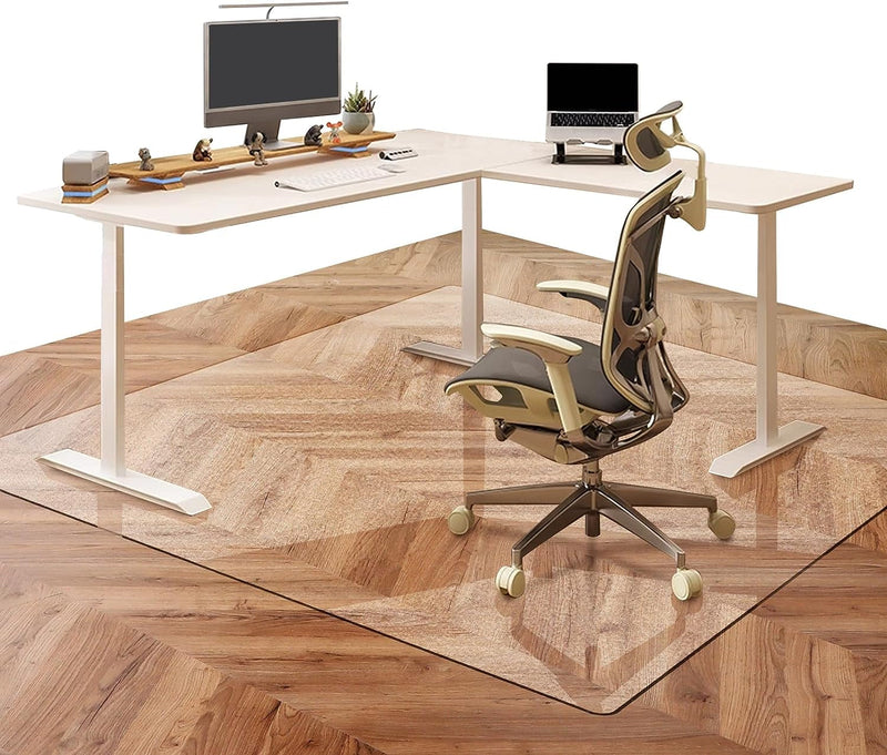 Clear Chair Mat for Hardwood Floor: 48" X 36" Plastic Office Chair Mats for Hard Wood and Tile Floor, Easy Glide No-Slip Floor Mat for Rolling Chair, Heavy Duty Pvc Floor Protector under Computer Desk