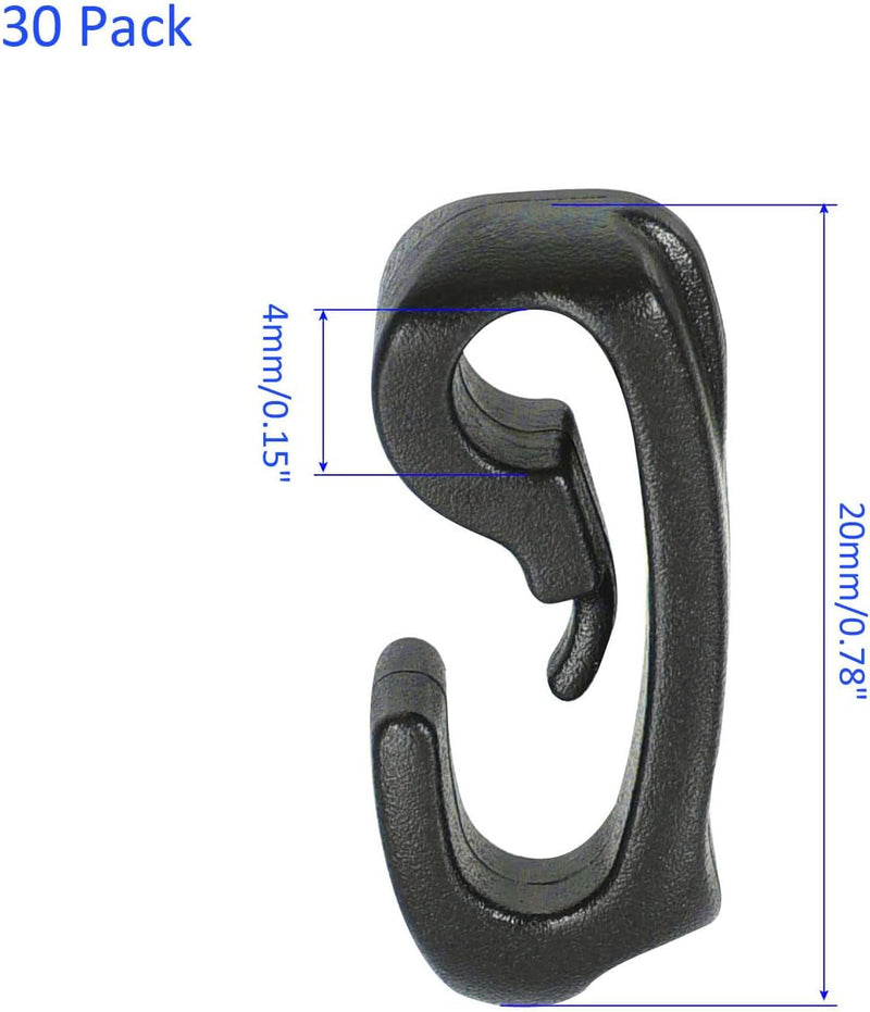 30 Pack Plastic Camping Hooks - Camping Hook Buckles Durable Tent Awning Hole Clip Accessories, Apply to Camping Hiking (4Mm, Black)