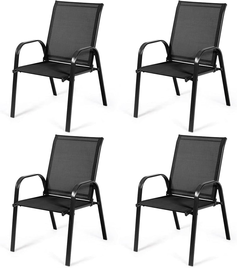 Giantex 2 Piece Patio Chairs, Outdoor Camping Chairs with Breathable Fabric, Set of 2 Garden Chairs with Armrest High Backrest for Garden Patio Pool Beach Yard Space Saving (1, Brown)