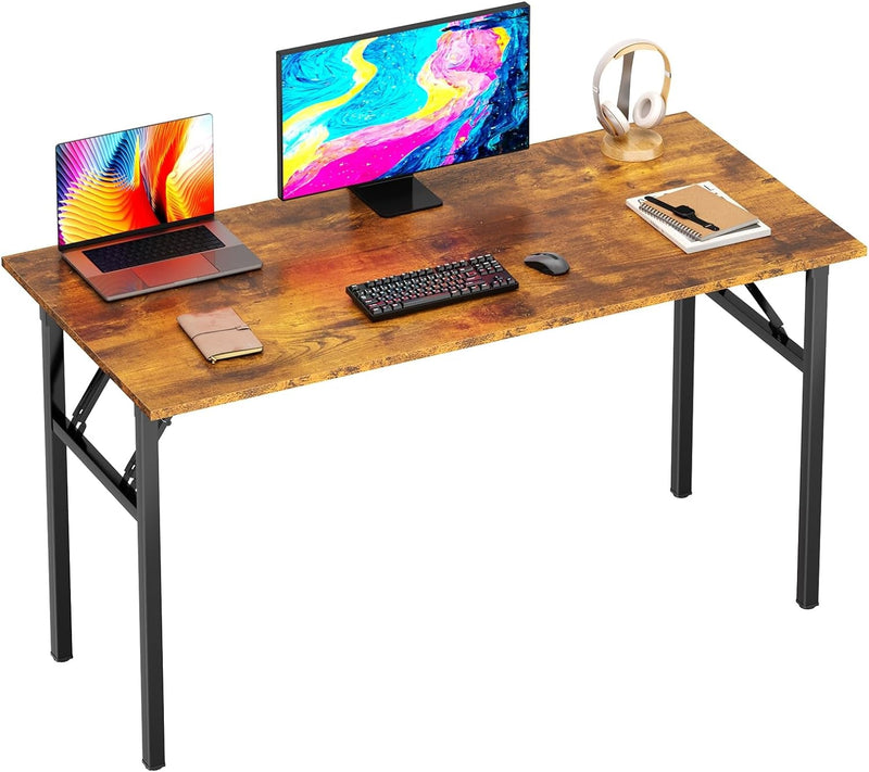 Dlandhome Computer Desk 62 Inches Office Desk Computer Table Study Writing Desk Workstation for Home Office Metal Frame Black and Black