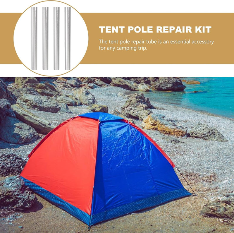 4Pcs Tent Pole Repair Tents Tent Replacement Tubes Tent Pole Fixing Tube Tubes for Tent Pole Connection Tube Tent Connector Tube Tent Supply Aluminum Alloy Maintenance Tube